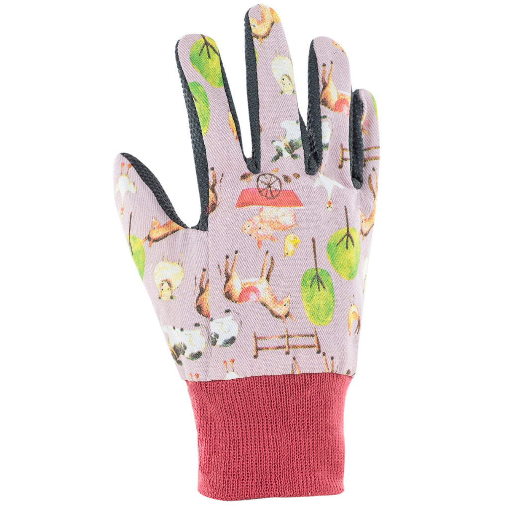 Front of Blackfox farmer children gardening gloves in pink