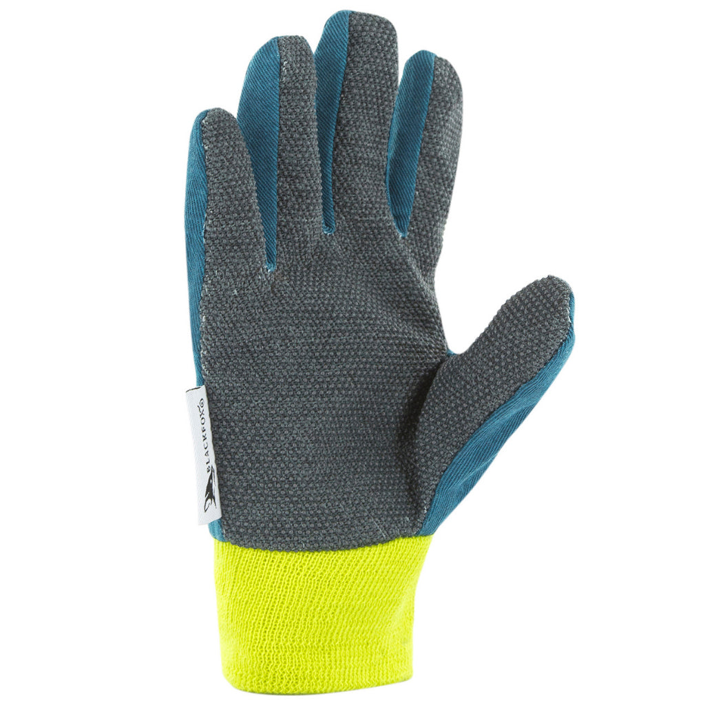 Palm of Blackfox blue cotton children's gardening gloves with fox 