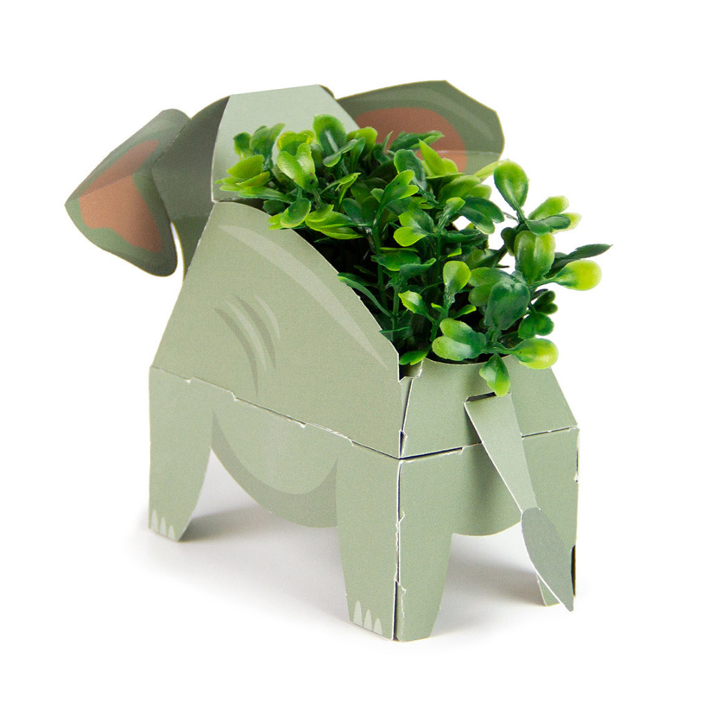 Back of elephant paper planters from Clockwork Soldier Jungle Plant Pals