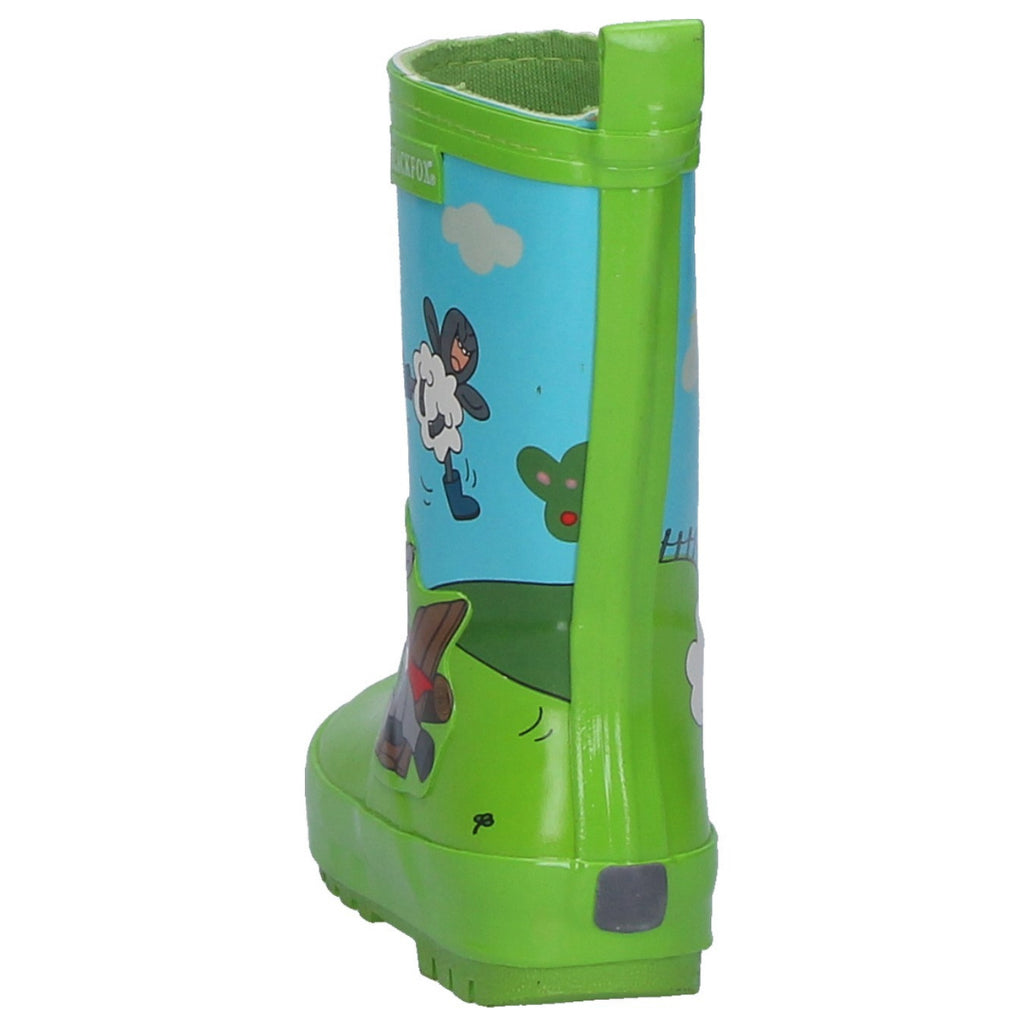 Back of Blackfox 'Country' children's wellies in green