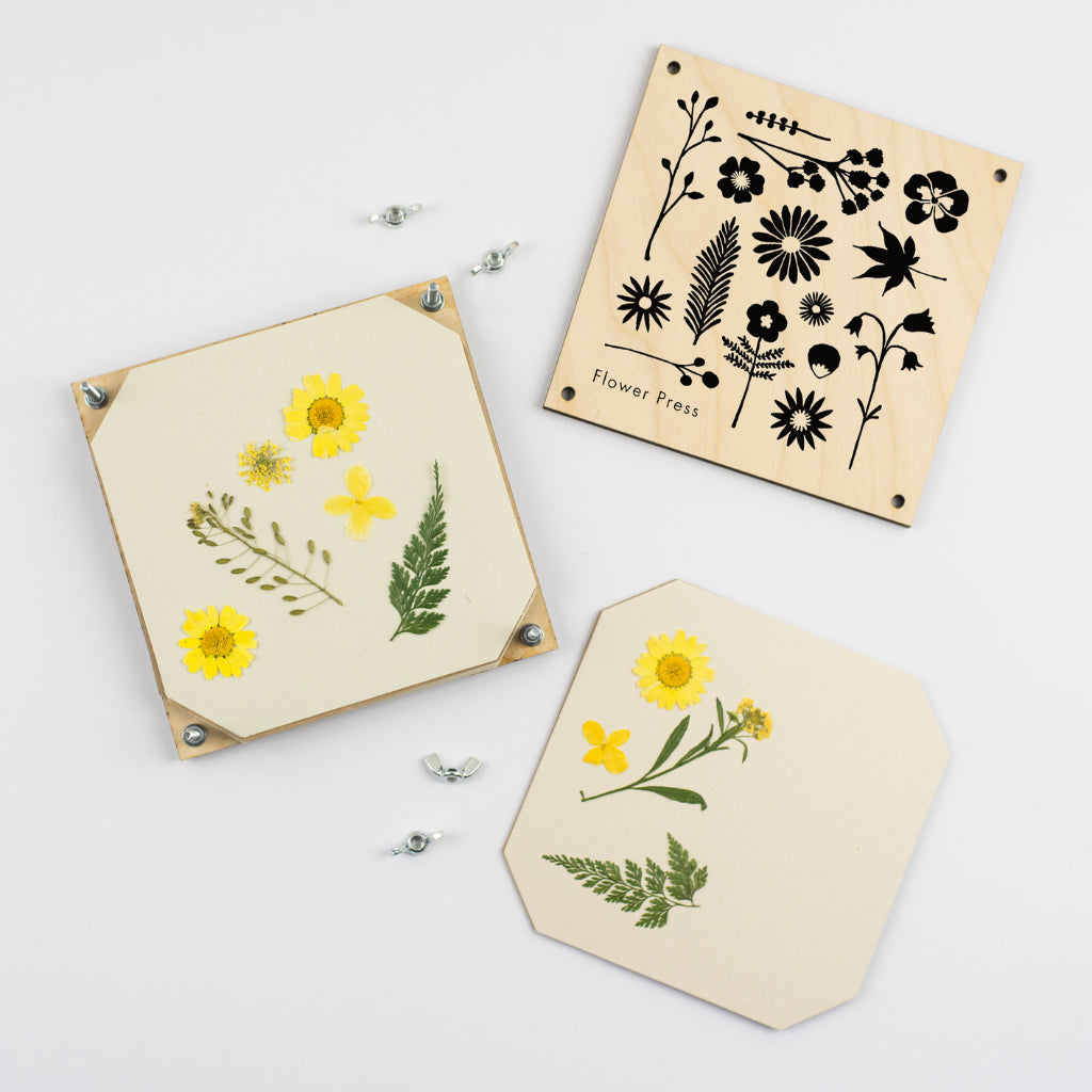 Open large flower press for children with flower silhouette design 