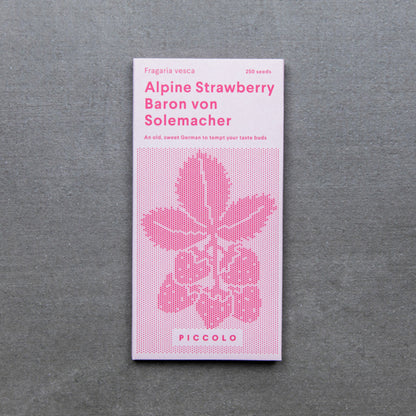 Packet of alpine strawberry seeds contained on the Unusual Fruit seed collection for children
