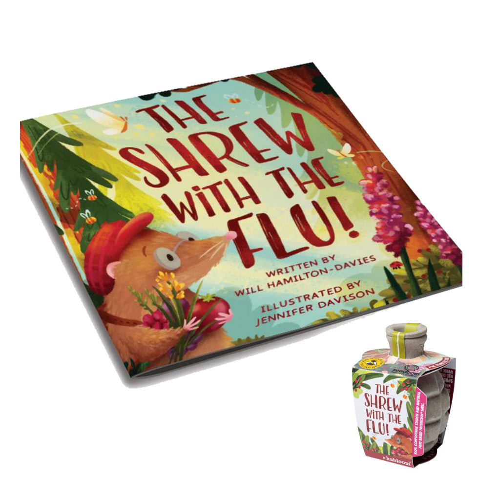 The Shrew with the flu book and woodland wildflowers Seedbom gift set